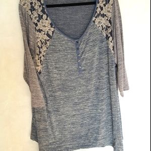LOGO Henley-Style Top, Size 3X